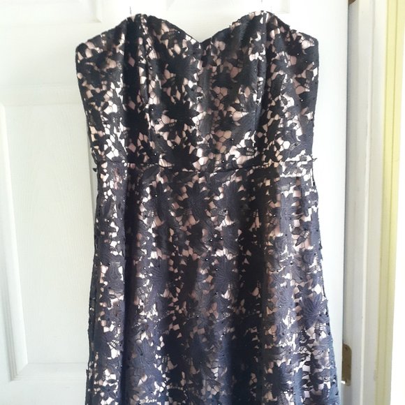 CITI CHIC 16W black lace dress Strapless Nude line - Picture 1 of 15